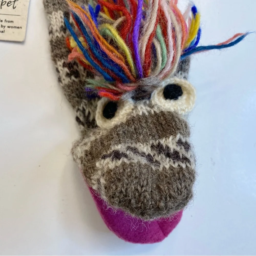 Ten Thousand Villages Silly Sock Monster Puppet Wool Handmade Nepal Toy Kids NWT - Picture 3 of 8